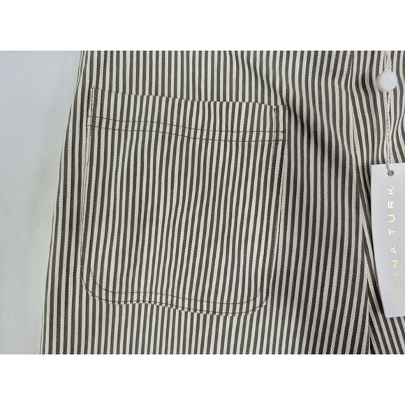 New w/Tag Trina Turk Whitewash/Gray Striped Cropped Fortunate Pant US 4 RT $248 - Picture 5 of 9